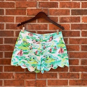 Crown & Ivy Sailboat scalloped Stretch Shorts